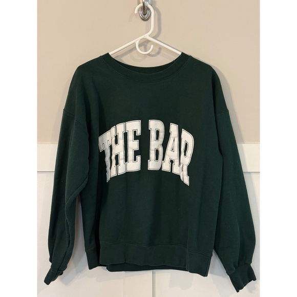 Women's THE BAR Hunter Green Varsity Sweatshirt Large with White Logo - Picture 5 of 11